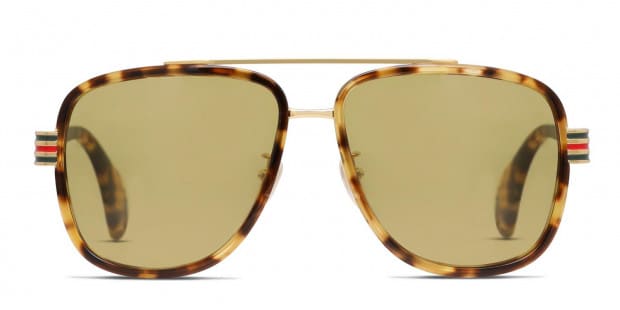 Gucci GG0448S Tortoise Gold Green Prescription Sunglasses