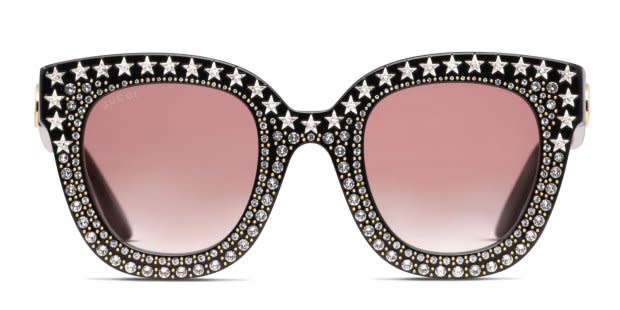 Gucci GG0116S Shiny Black, Glitter Prescription Sunglasses - 50