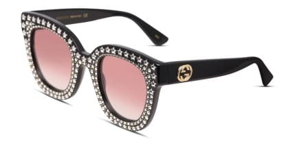 Gucci GG0116S Shiny Black, Glitter glasses - Shiny Black / Glitter - Angle View