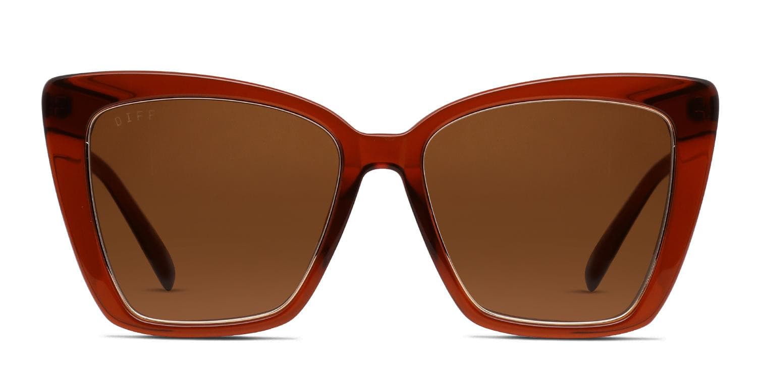 Diff Becky IV Brown/Clear glasses - Brown / Clear - Frontal View