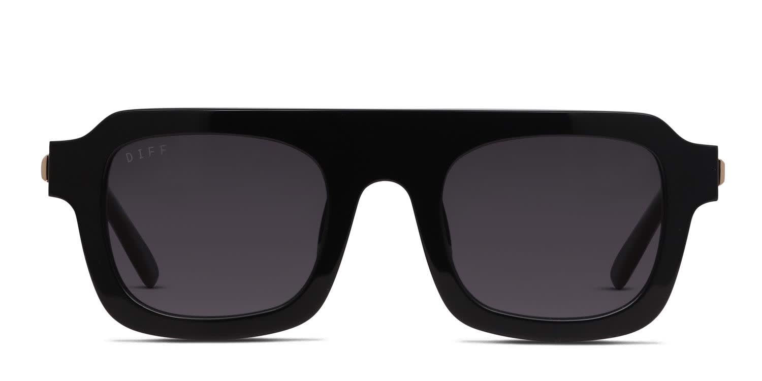 Diff Alden Shiny Black Prescription Sunglasses - 50% Off Lenses