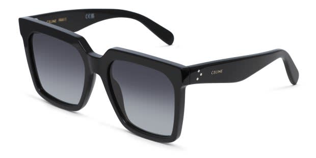 極美品　CELINE サングラス CL4055IN ブラック　スクエア Celine CL4055IN Shiny Black Prescription Sunglasses