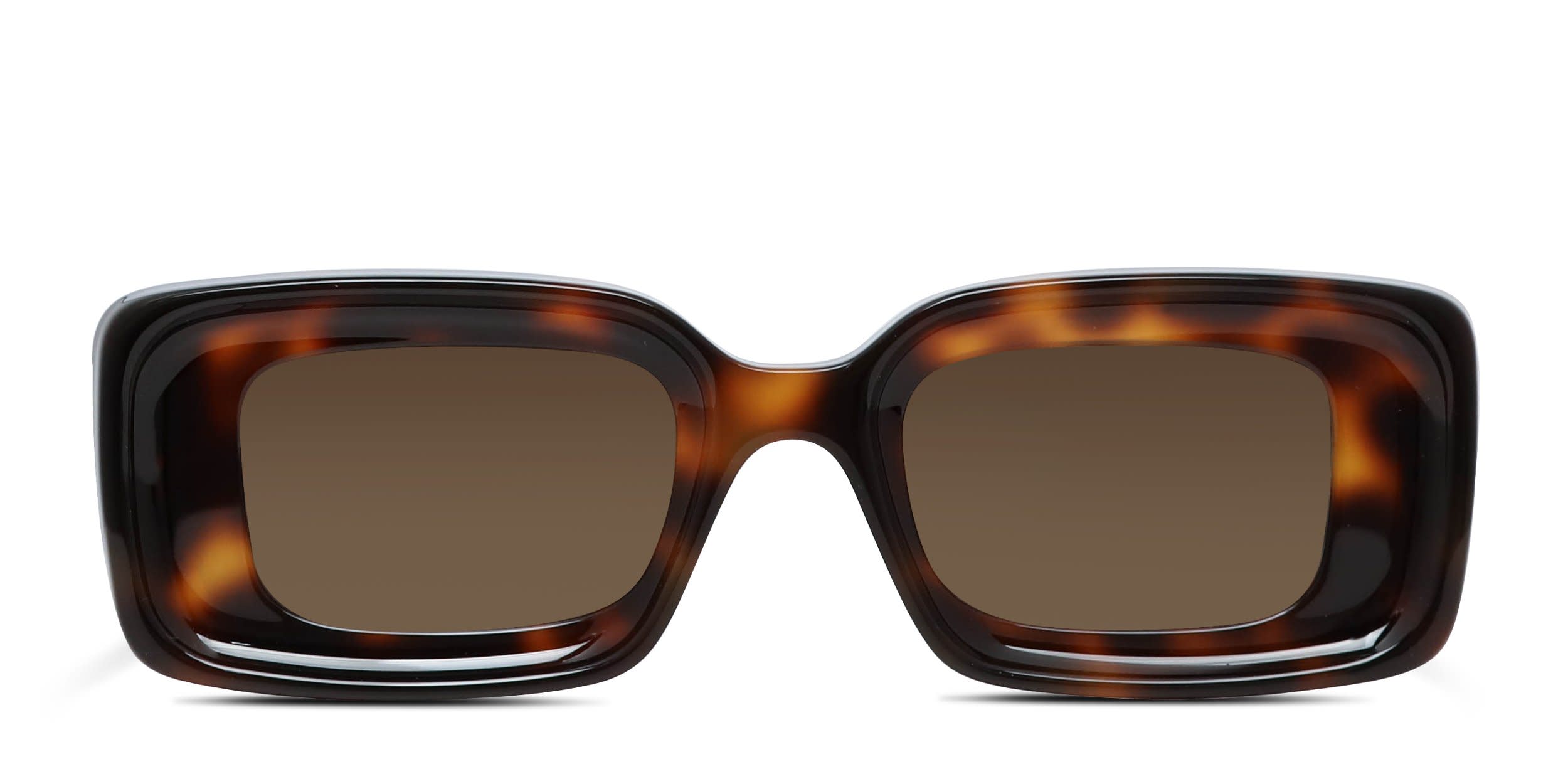 LOEWE LW40158I Tortoise Rectangular Sunglasses Brown Havana Designer Eyewear Loewe LW40158F SLIM 84E Rectangle Sunglasses – Shiny Blue  main image 3