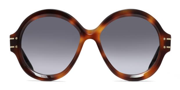 Dior Round Sunglasses with Tortoise-Pattern Brow and Gray Lenses CHRISTIAN DIOR UMBRAGE Havana Green Mirrored Foliage Round  main image 2