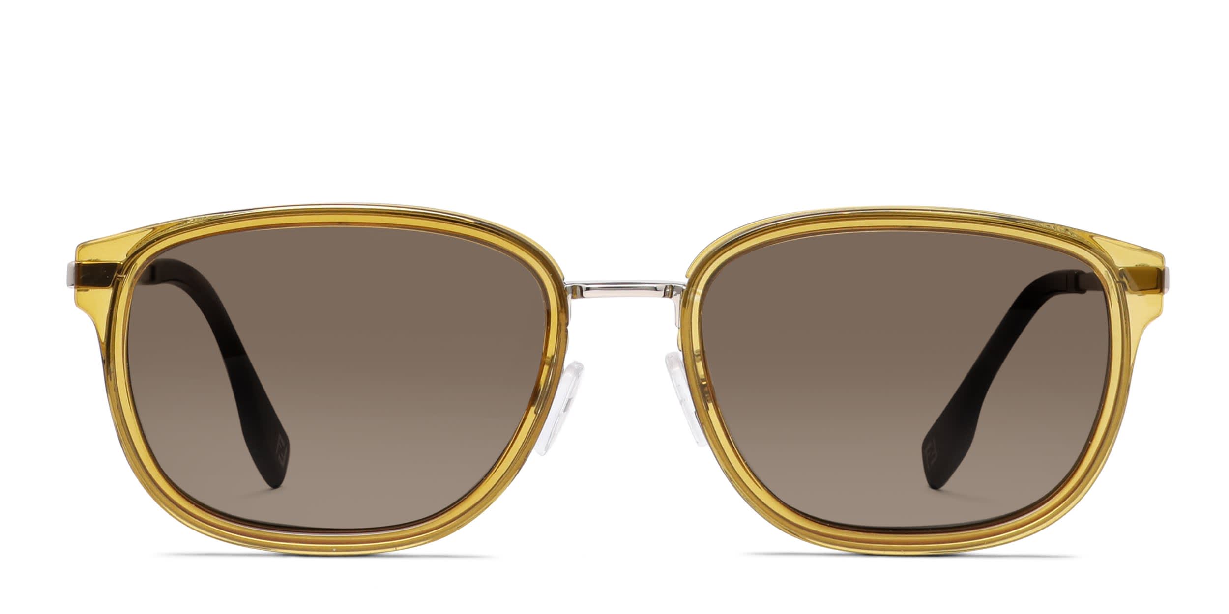 Fendi FE40155U Yellow, Silver glasses - Yellow / Silver - Frontal View