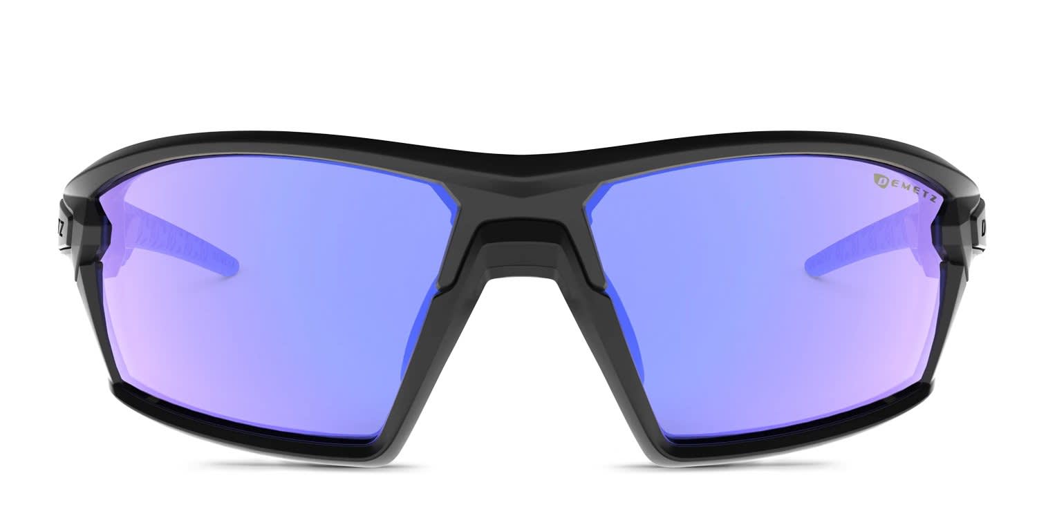 Demetz Mud w/Clip-On Matte Black, Blue glasses - Matte Black / Blue - Frontal View