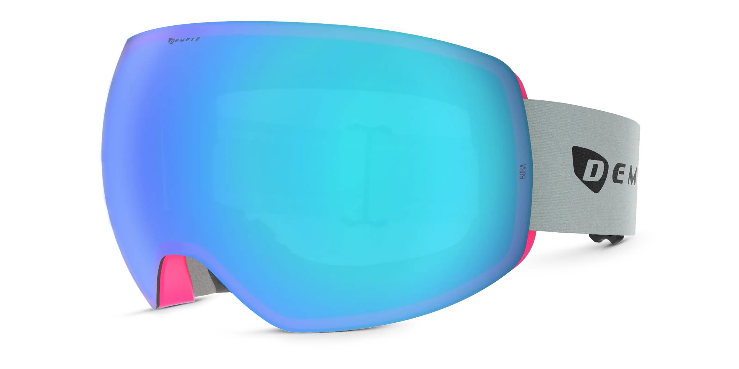 Demetz Bump Ski Goggles w/Clip-in Pink, Blue glasses - Pink / Blue - Frontal View