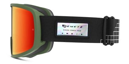 Demetz Wax Ski Goggles w/Clip-in Green, Red glasses - Green / Red - Side View