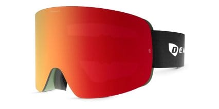 Demetz Wax Ski Goggles w/Clip-in Green, Red glasses - Green / Red - Angle View