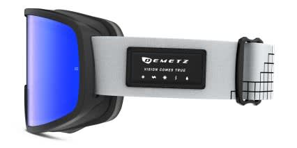 Demetz Wax Ski Goggles w/Clip-in Blue, Black glasses - Blue / Black - Side View