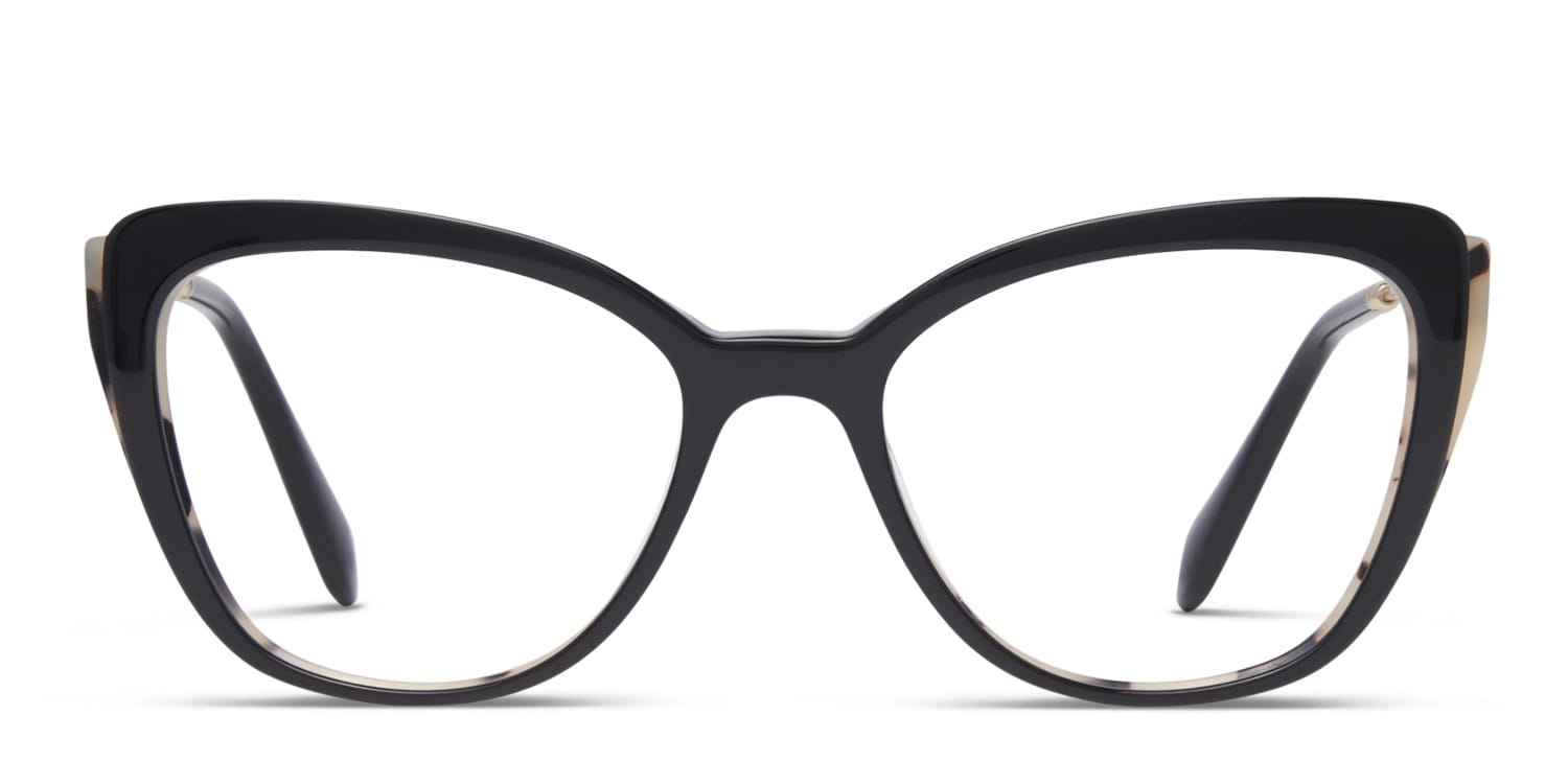 Miu Miu MU 02QV Black w/Leopard Prescription Eyeglasses