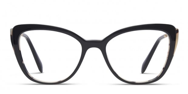 Miu Miu MU 02QV Black w/Leopard Prescription Eyeglasses
