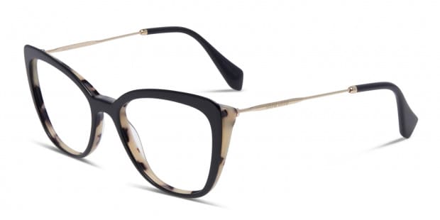 【送料、関税込】MiuMiu 可愛いキャットアイメガネ MU02QV Miu Miu MU 02QV Black w/Leopard Prescription Eyeglasses