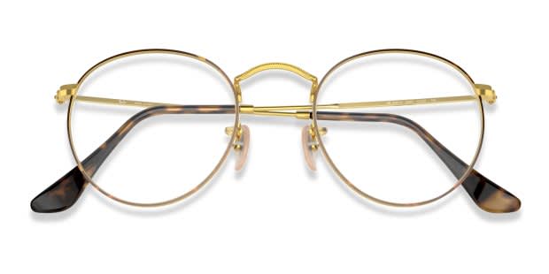 Ray-Ban RX3447V Round Metal Tortoise/Gold Eyeglasses | Includes