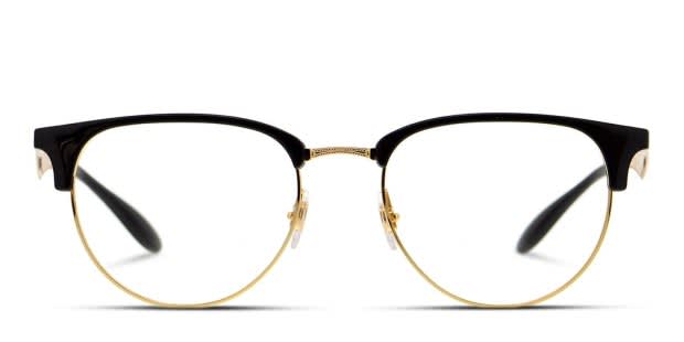 Ray-Ban 6396 Shiny Black w/Gold Eyeglasses | Includes FREE Rx Lenses