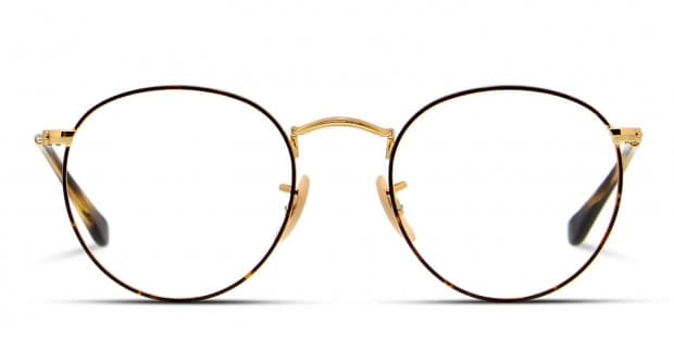 Ray-Ban RX3447V Round Metal Tortoise/Gold Eyeglasses | Includes FREE Rx  Lenses