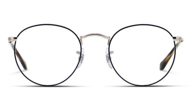 Ray-Ban RX3447V Round Metal Blue/Silver Eyeglasses | Includes FREE