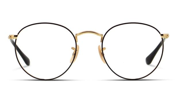 Ray-Ban RX3447V Round Metal Black/Gold Eyeglasses | Includes FREE