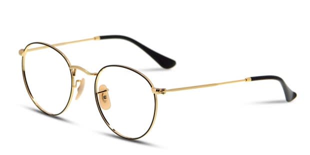 Ray-Ban RX3447V Round Metal Black/Gold Eyeglasses | Includes FREE