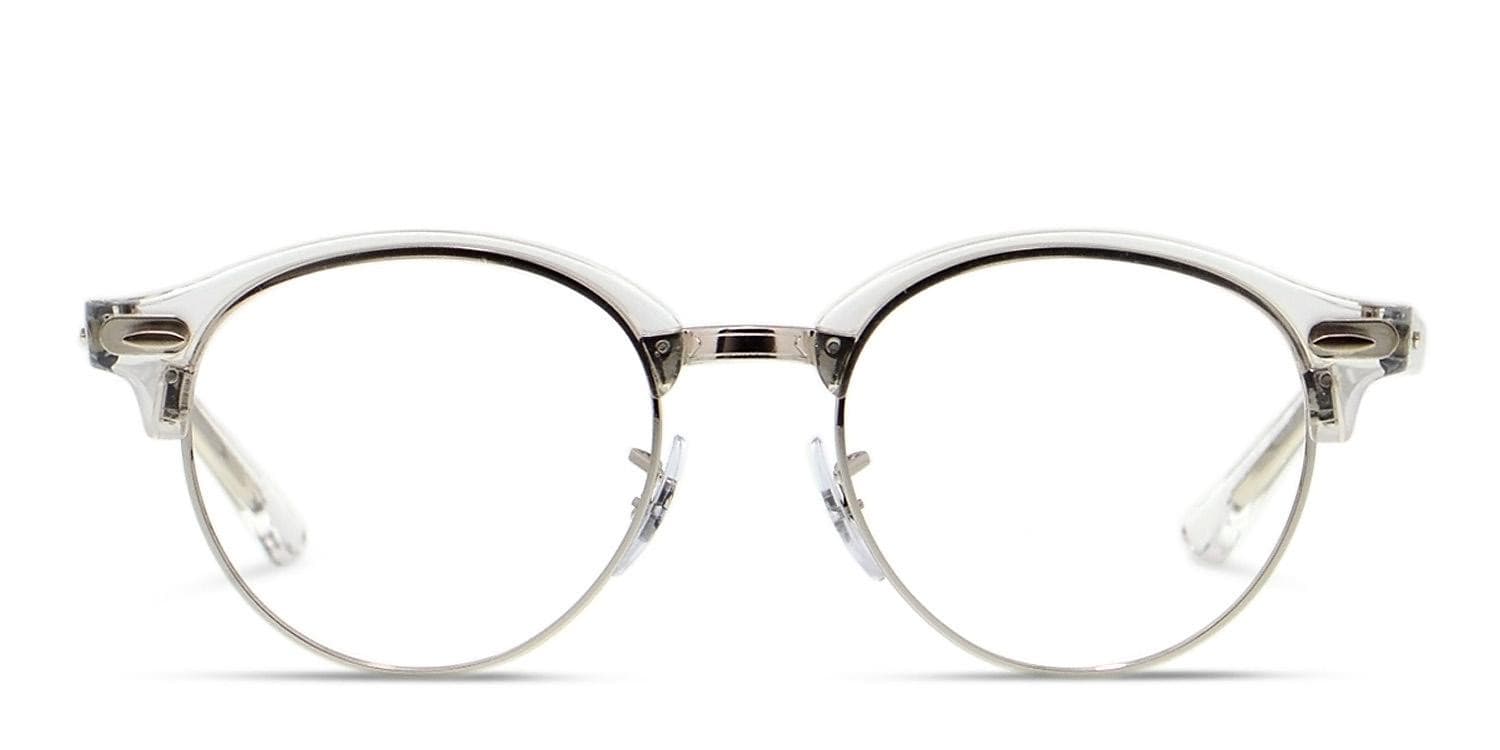 Ray-Ban RX4246V Clubround Clear/Silver Eyeglasses | Includes FREE