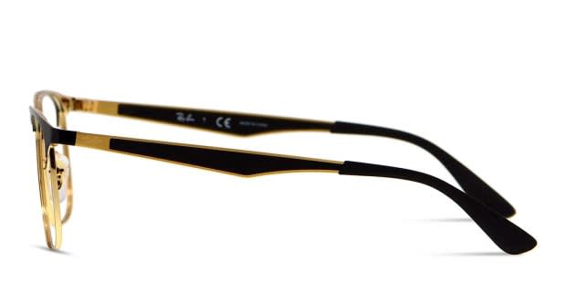 Ray-Ban 6363 Shiny Black/Gold Eyeglasses | Includes FREE Rx Lenses