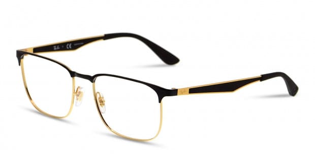 Ray Ban 6363 Shiny Black Gold Eyeglasses Includes FREE Rx Lenses