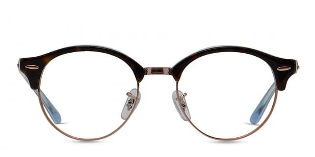 Ray Ban RX4246V Clubround Tortoise Rose Gold Blue Prescription Eyeglasses