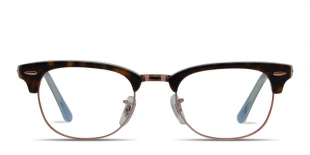 Ray Ban 5154 Clubmaster Tortoise Rose Gold Blue Prescription Eyeglasses