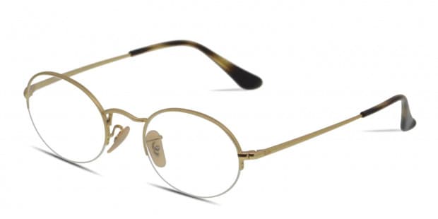 メガネ Ray-Ban RB6547-3033 Lightweight Semi-Rimless Frames Ray-Ban 6547 Oval Gaze Gold Prescription Glasses