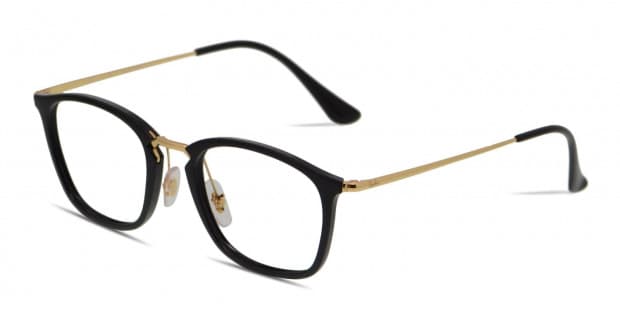 Ray-Ban 7164 Shiny Black/Gold Prescription Eyeglasses