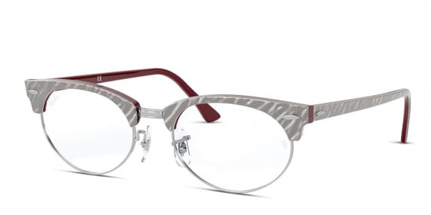 Ray-Ban RX3946V Clubmaster Oval Gray/Pattern/Silver/Burgundy