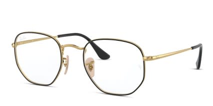 Ray-Ban RX6448 Black/Gold glasses - Black / Gold - Angle View