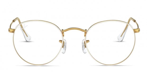 Ray Ban RX3447V Round Metal White Gold Eyeglasses Includes FREE Rx Lenses