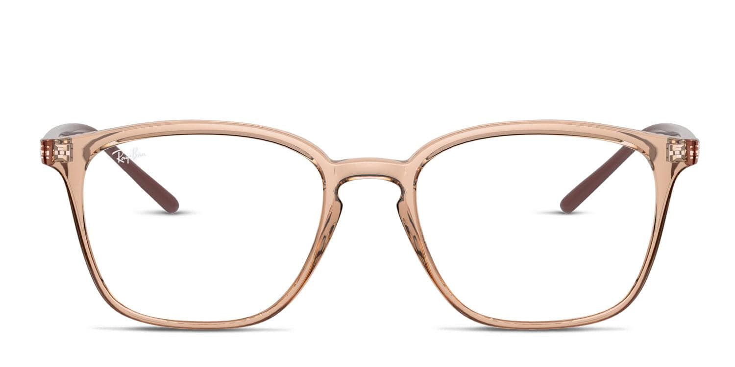 Ray-Ban RX7185 Brown/Clear/Red Eyeglasses | Includes FREE Rx Lenses