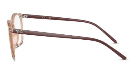 Ray-Ban RX7185 Brown, Clear, Red glasses - Brown / Red / Clear - Side View