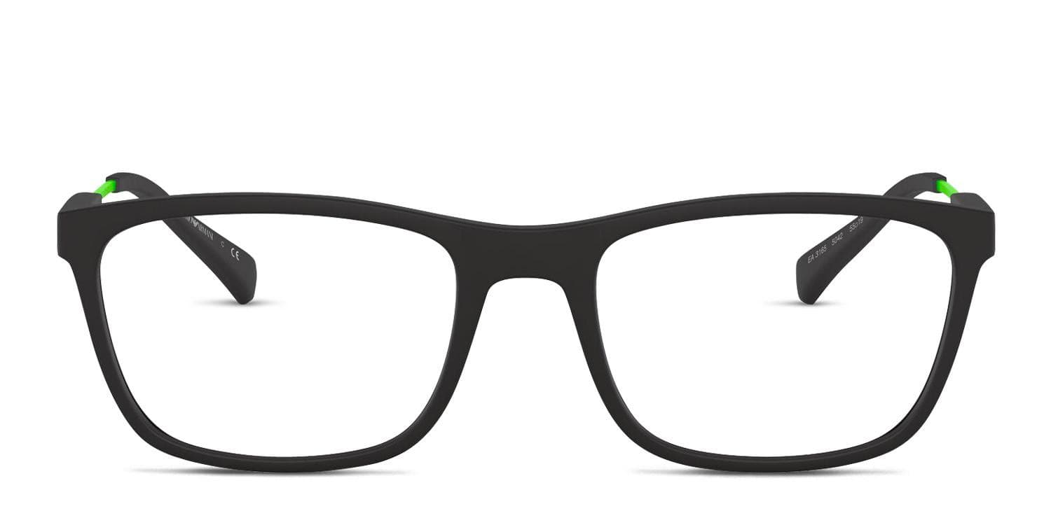 Emporio Armani EA3165 Black/Green glasses - Black / Green - Frontal View