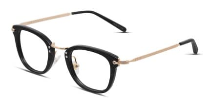 Diff Rue Shiny Black, Gold glasses - Shiny Black / Gold - Angle View