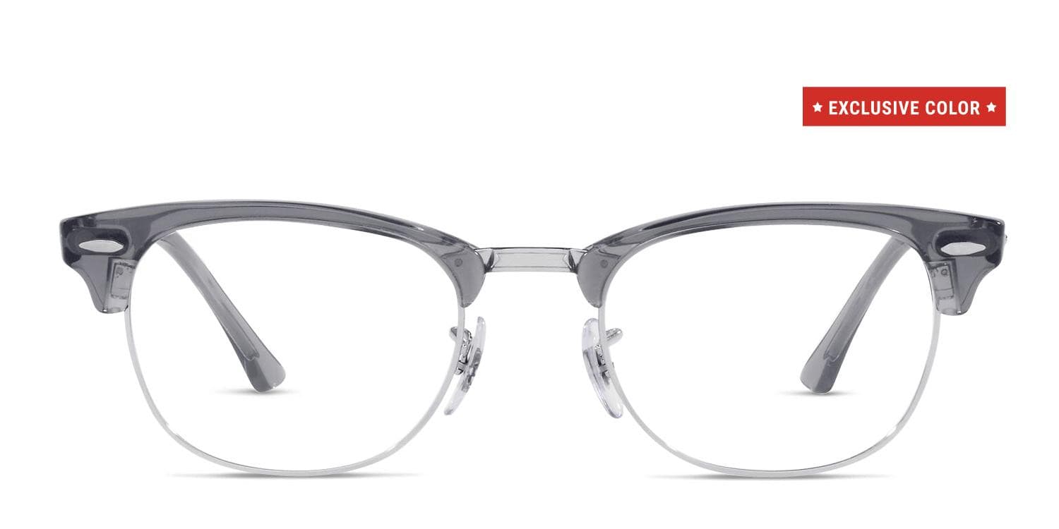 Ray-Ban RX5154 Clubmaster Exclusive Gray, Clear, Silver glasses - Gray / Clear / Silver - Frontal View