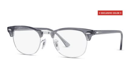 Ray-Ban RX5154 Clubmaster Exclusive Gray, Clear, Silver glasses - Gray / Clear / Silver - Angle View