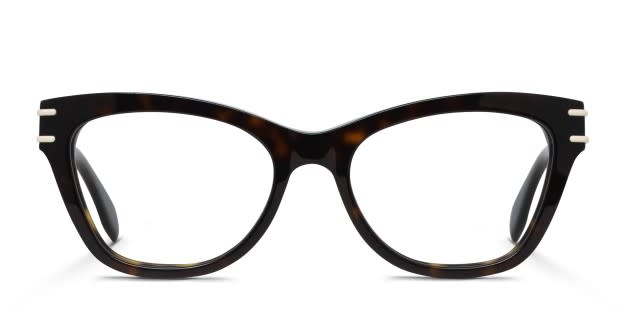 The Alexander McQueen AM0401O is a stylish cat-eye frame