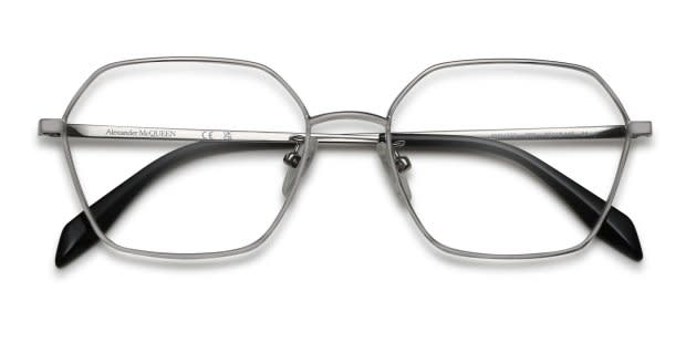 Alexander McQueen　メガネ　度入り　スクエア　フルリム　良品 Alexander McQueen Eyewear スクエア眼鏡フレーム | ブラック