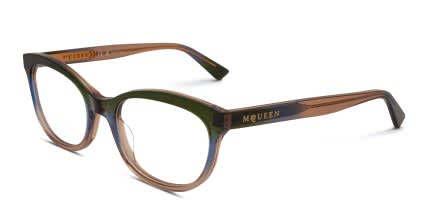 Alexander McQueen AM0569O Green, Brown glasses - Green / Brown - Angle View