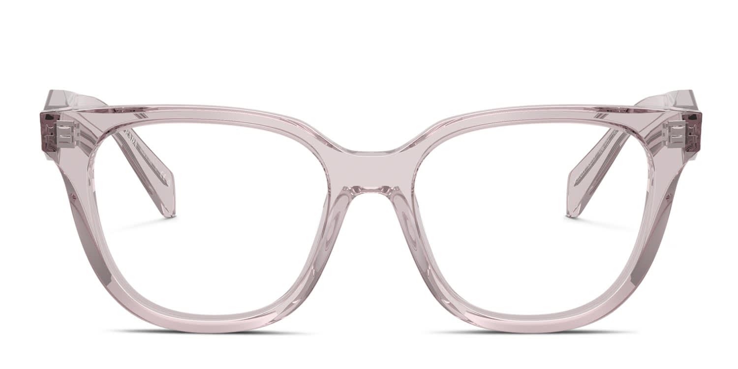 Prada PR C11V Pink, Clear glasses - Pink / Clear - Frontal View