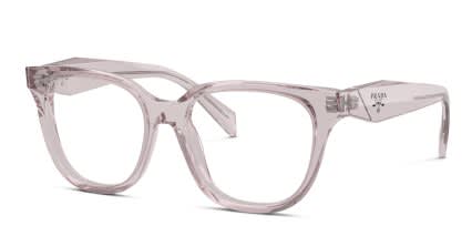 Prada PR C11V Pink, Clear glasses - Pink / Clear - Angle View
