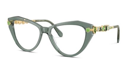 Swarovski SK2047 Clear, Green glasses - Clear / Green - Angle View