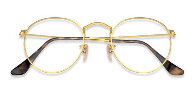 Ray-Ban RX3447V Round Metal Gold Eyeglasses | Includes FREE Rx Lenses