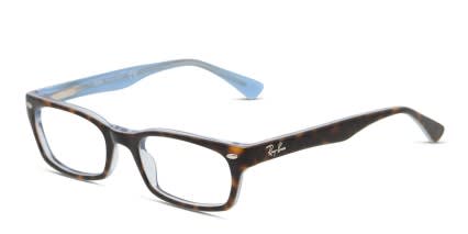 Ray-Ban 5150 Tortoise, Blue, Clear glasses - Blue / Clear / Tortoise - Angle View