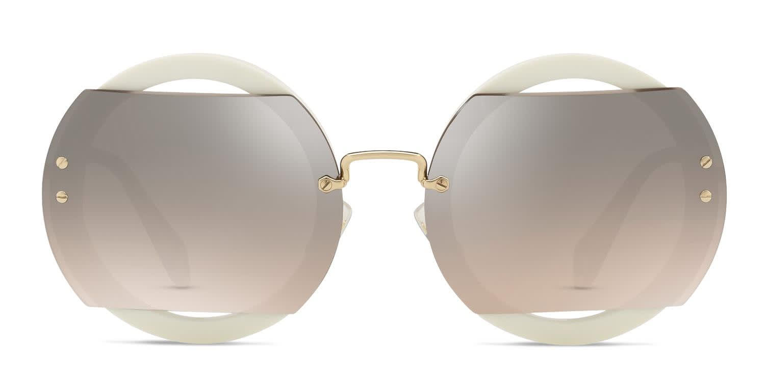 Miu Miu SMU 06SS White, Brown glasses - White / Brown / Gold - Frontal View