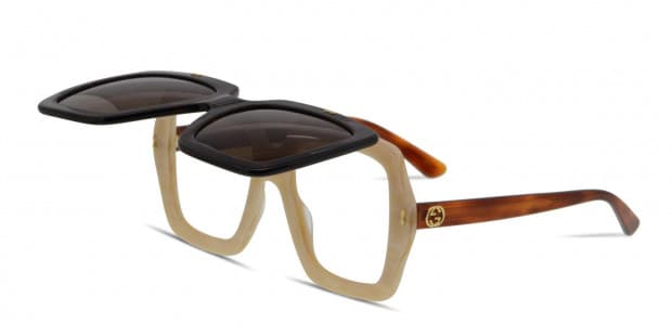 Gucci GG0088S Beige w Brown Dark Tortoise Prescription Eyeglasses