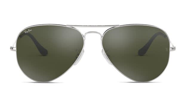 Ray-Ban RB3025 Aviator Large Metal Silver, Green, Black